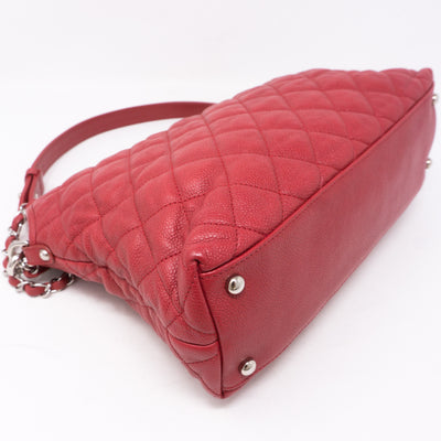 Soft Chain Tote Red Caviar Leather