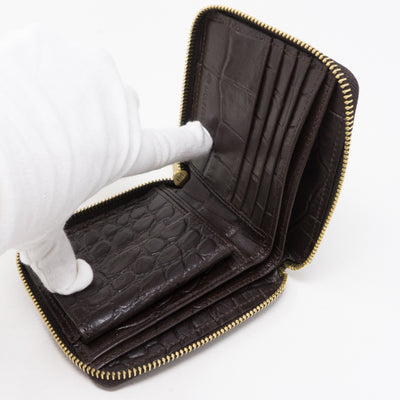 Medium Zip Around Wallet Croc Embossed Leather