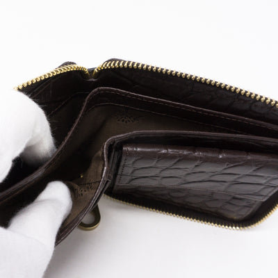Medium Zip Around Wallet Croc Embossed Leather