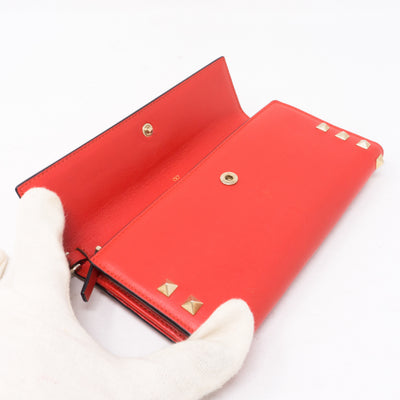 Rockstud Red Leather Wallet