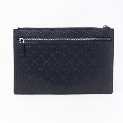 Portfolio Pouch Navy Blue Leather