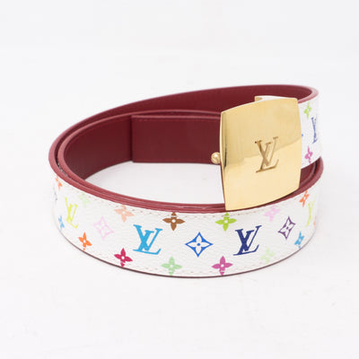 LV Cut Multicolore White Reversible Belt 85 cm