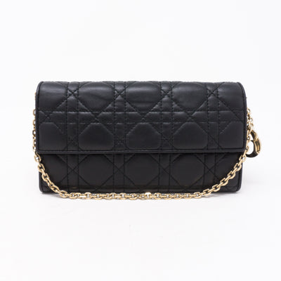 Lady Dior Wallet On Chain Black Leather