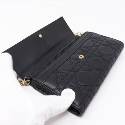 Lady Dior Wallet On Chain Black Leather