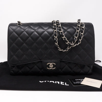 Classic Single Flap Maxi Black Caviar Leather