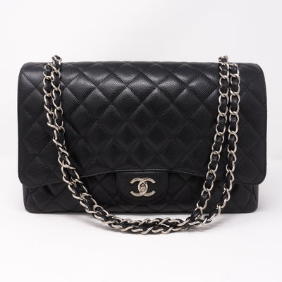 Classic Single Flap Maxi Black Caviar Leather