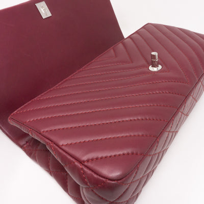 Chevron Single Flap Jumbo Red Lambskin