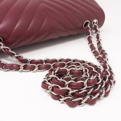 Chevron Single Flap Jumbo Red Lambskin