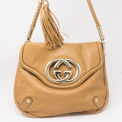 Britt Shoulder Bag Beige Leather