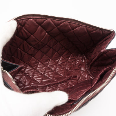 Quilted Toiletry Pouch Black Leather