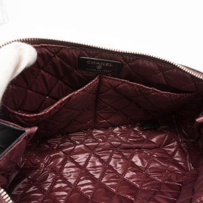 Quilted Toiletry Pouch Black Leather