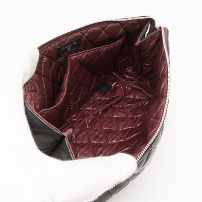 Quilted Toiletry Pouch Black Leather