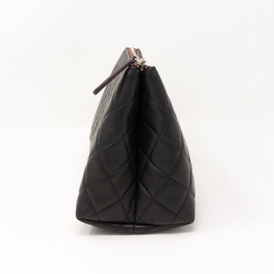 Quilted Toiletry Pouch Black Leather