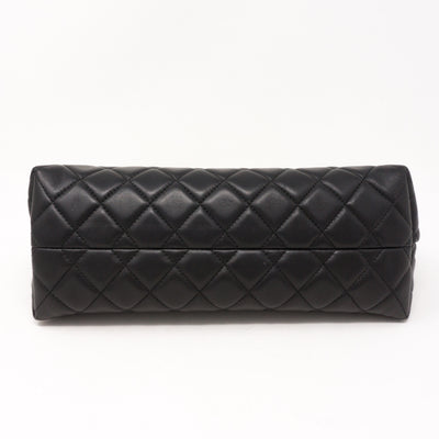 Quilted Toiletry Pouch Black Leather