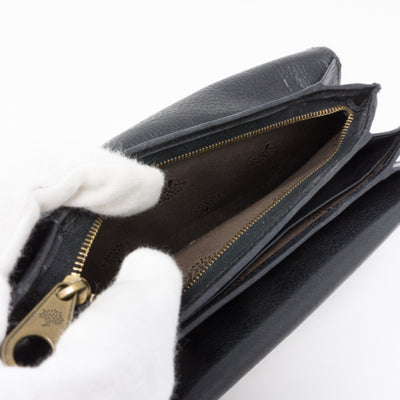 Concertina Continental Purse Black Leather