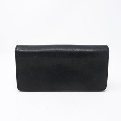 Concertina Continental Purse Black Leather