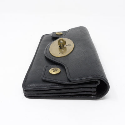 Concertina Continental Purse Black Leather