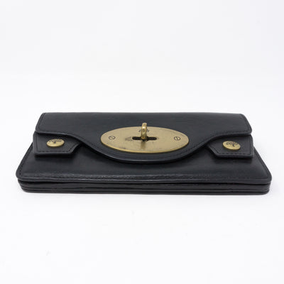 Concertina Continental Purse Black Leather