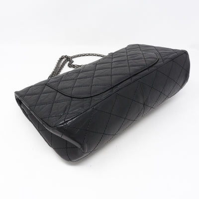 Reissue 2.55 227 Double Flap Bag Black Leather