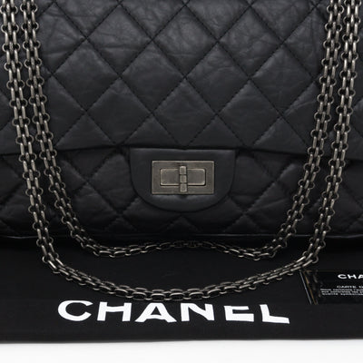 Reissue 2.55 227 Double Flap Bag Black Leather