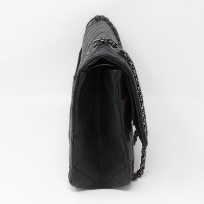 Reissue 2.55 227 Double Flap Bag Black Leather