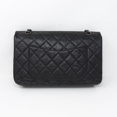 Reissue 2.55 227 Double Flap Bag Black Leather
