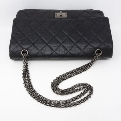 Reissue 2.55 227 Double Flap Bag Black Leather