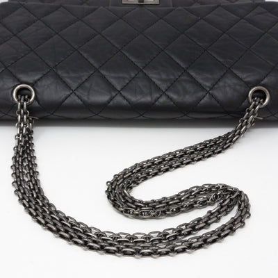 Reissue 2.55 227 Double Flap Bag Black Leather