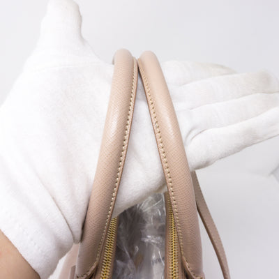 Saffiano Leather Double Zip Nude
