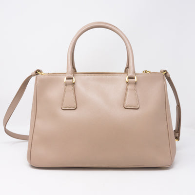 Saffiano Leather Double Zip Nude