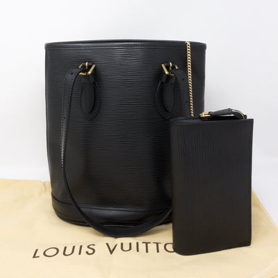 Petit Bucket Black Epi Leather with Pochette