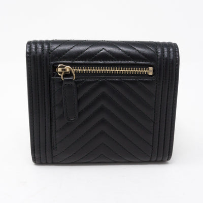 Small Classic Flap Boy Wallet Chevron Black Leather