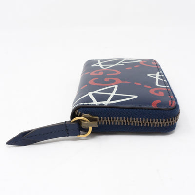 Zip Around Card Case Gucci Ghost Blue Leather