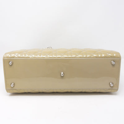 Lady Dior Large Beige Patent Leather