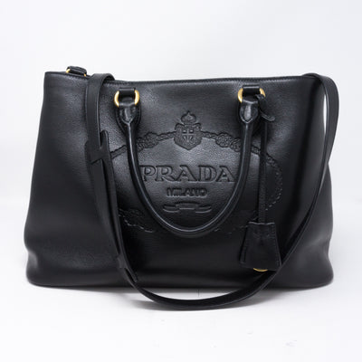Two-way Handbag Black Leather