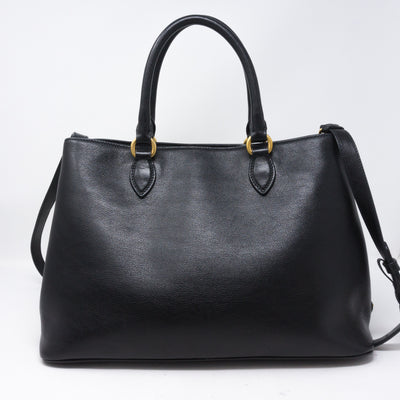 Two-way Handbag Black Leather