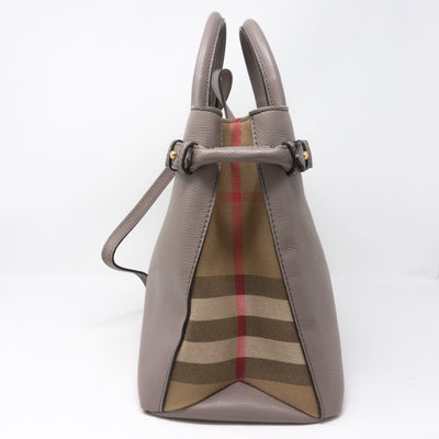 Medium Banner House Check Gray Leather