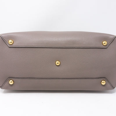 Medium Banner House Check Gray Leather