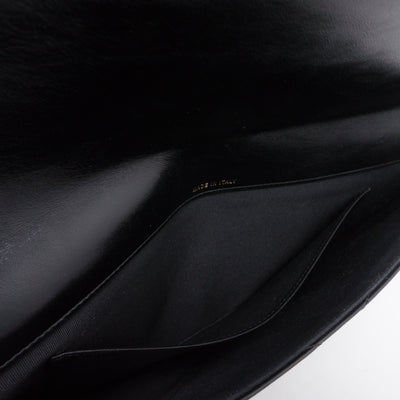 Large Flap Case Black Calf Leather