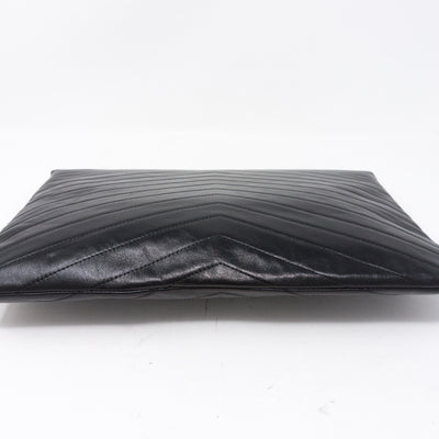 Large Flap Case Black Calf Leather