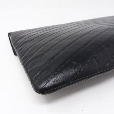 Large Flap Case Black Calf Leather