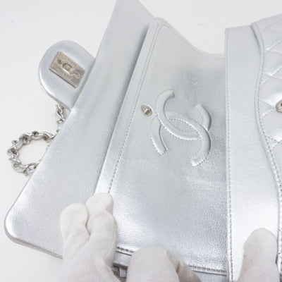 Classic Double Flap Medium All Silver
