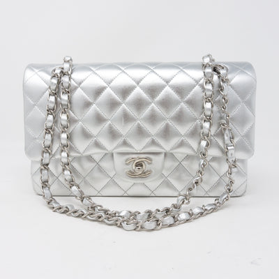 Classic Double Flap Medium All Silver