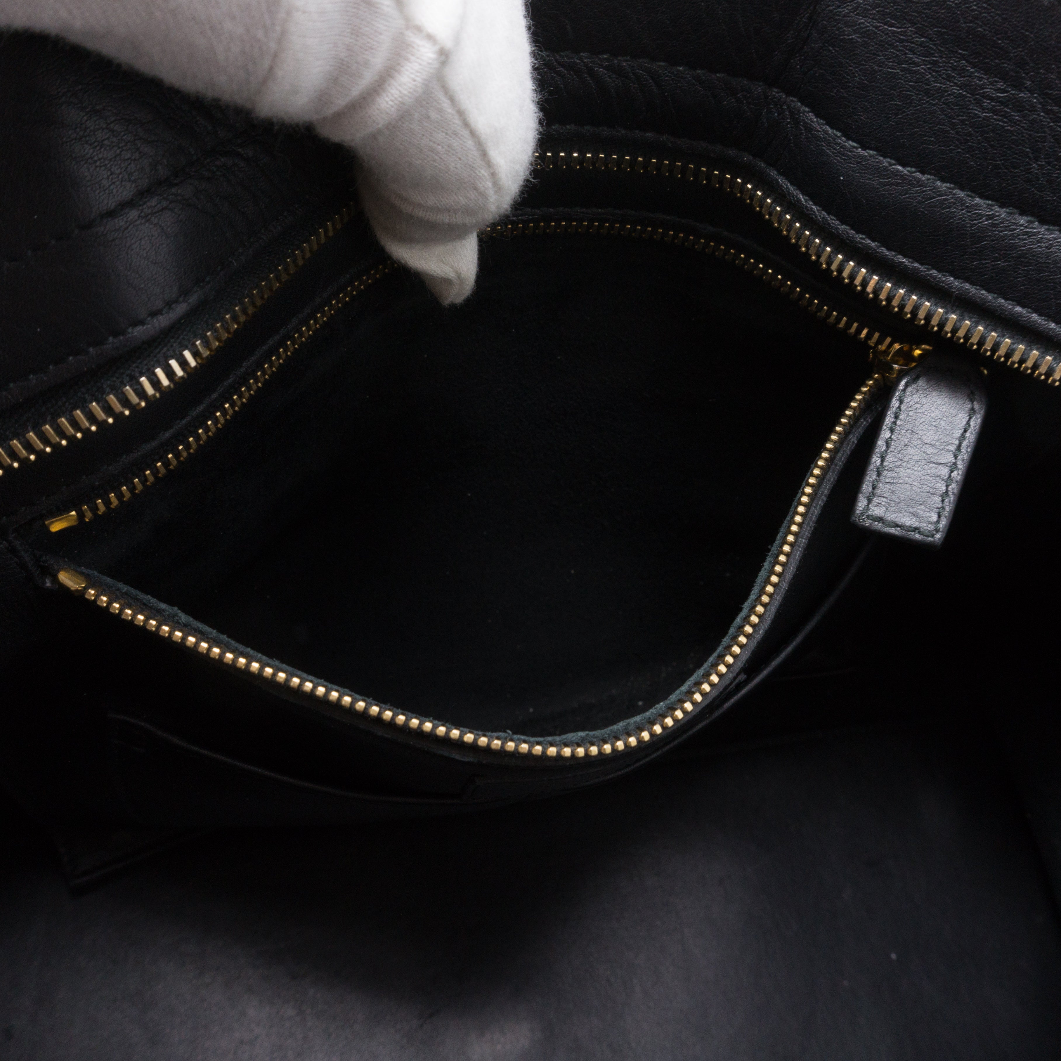 Cabas Classique Y Black Leather