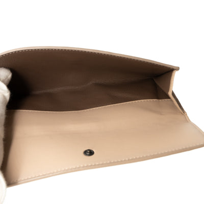 Trifold Wallet Embroidered Intrecciato Leather Beige