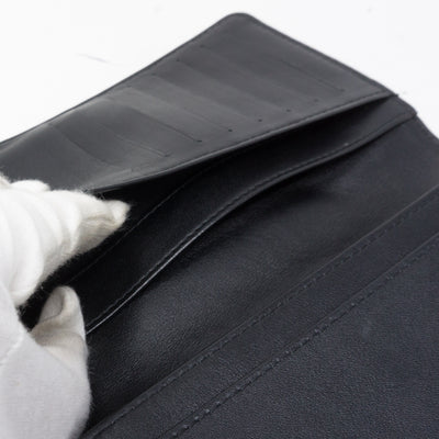 Classic Long Flap Wallet Black Patent Leather