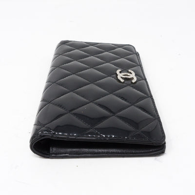 Classic Long Flap Wallet Black Patent Leather