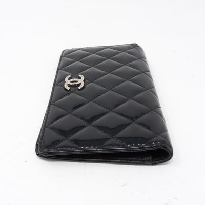Classic Long Flap Wallet Black Patent Leather