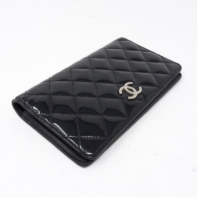 Classic Long Flap Wallet Black Patent Leather