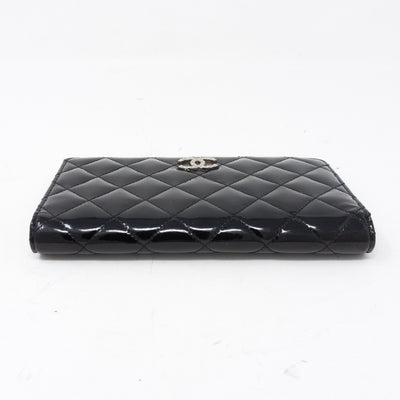 Classic Long Flap Wallet Black Patent Leather